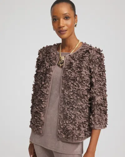 Chico's Travelers Textured Rosette Jacket In Deep Taupe In Brown