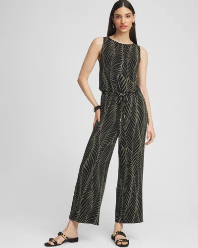 Chico's Travelers Tie Waist Jumpsuit In Green