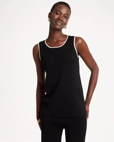 Chico's Travelers™ Tipped Sweater Shell Tank In Black In Travelers Black