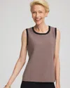 Chico's Travelers Tipped Sweater Tank In Deep Taupe In Brown