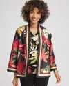 Chico's Travelers Tropical-lily Crushed Jacket In Golden Chamois