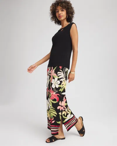 Chico's Travelers Tropical-lily Midi Skirt In Golden Chamois