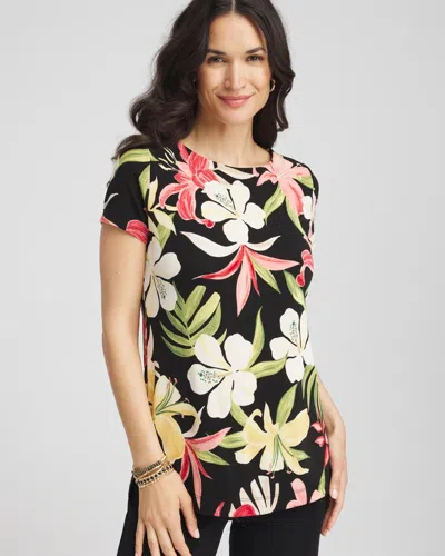 Chico's Travelers Tropical-lily Tunic In Golden Chamois