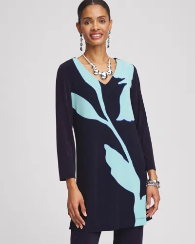 Chico's Travelers™ V-neck Tunic Top In Blue Size 16/18 |  Wrinkle-free Travel Clothing In Travelers India Ink