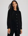 Chico's Travelers Velvet Button-down Shirt In Black In Black
