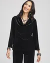 Chico's Travelers™ Velvet Cowlneck Top In Black Size 12/14 |  Wrinkle-free Travel Clothing In Travelers Black