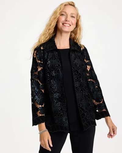 Chico's Travelers™ Velvet Lace Jacket In Black