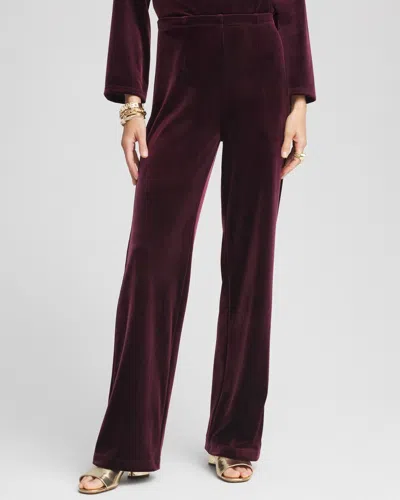 Chico's Travelers Velvet Pants In Purple Size 12 |  Wrinkle-free Travel Clothing In Deep Raisin