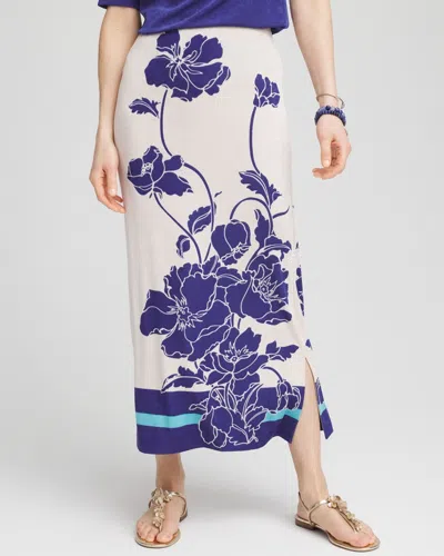 Chico's Travelers™ Wildflower Midi Skirt In Blue Size 20/22 |  Wrinkle-free Travel Clothing In Blue Casa