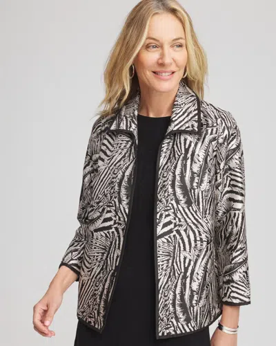Chico's Travelers Zebra-jacquard Jacket In Black
