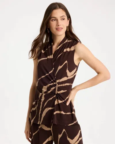 Chico's Travelers™ Zebra Knit Wrap Top In Brown