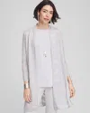 Chico's Travelers Zebra-motif Metallic Cardigan Sweater In Denim In Gray