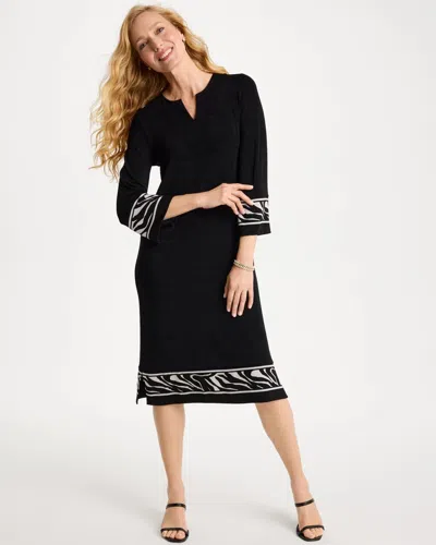 Chico's Travelers™ Zebra Trim Kurta Dress In Black
