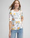 CHICO'S TROPICAL JEWEL NECK TEE IN WHITE SIZE 8/10 | CHICO'S