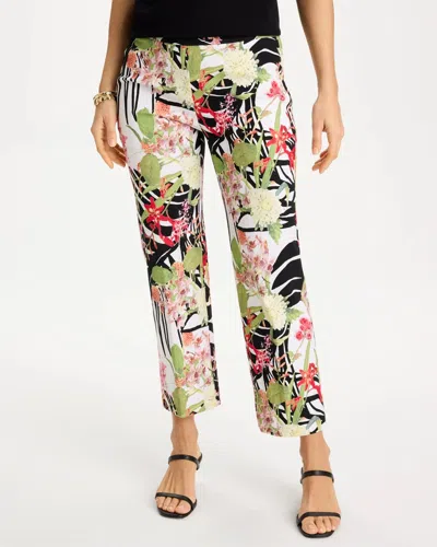 Chico's Tropical Nights Brigitte Straight Crop Pants In Black