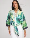 Chico's Tropical Tie-front Kimono In Blue