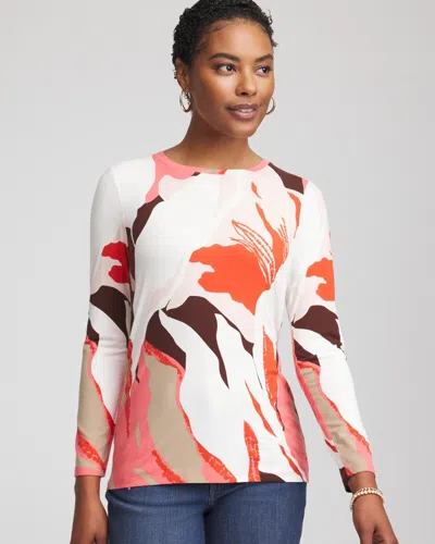 Chico's Tropical Touch Of Cool Layering Tee In Siesta Rose