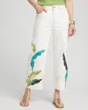 CHICO'S TROPICAL WIDE LEG CROPPED TROUSER JEANS IN ECRU/WHITE SIZE 6 | CHICO'S
