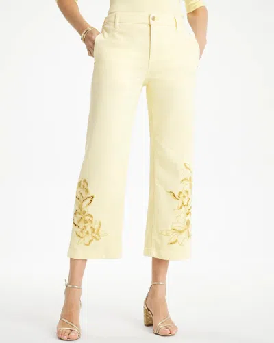Chico's Trouser Cutwork Crop Jeans In Yellow