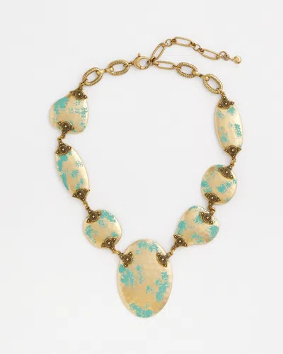 Chico's Turquoise And Gold Bib Necklace |