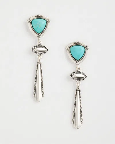 Chico's Turquoise Motif Linear Drop Earrings In Blue