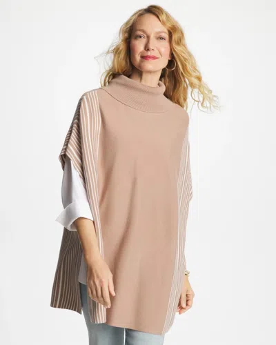 Chico's Turtleneck Sweater Poncho In Vanilla Chai In Brown