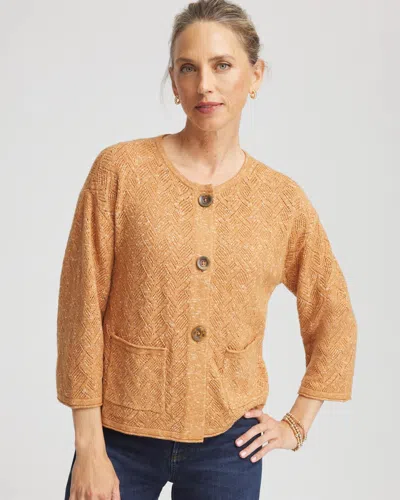 Chico's Tweed Cropped Sweater In Burnt Sienna In Brown