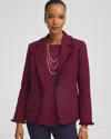 Chico's Tweed Fringe Blazer In Deep Chianti In Burgundy