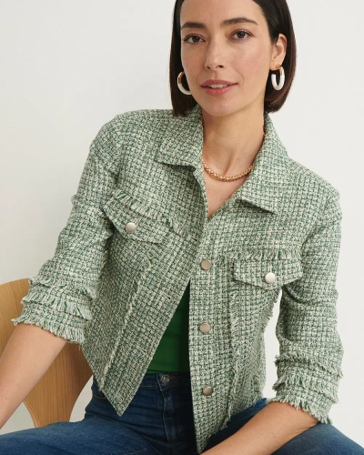 Chico's Tweed Jacket In Verdant Green Size Small |
