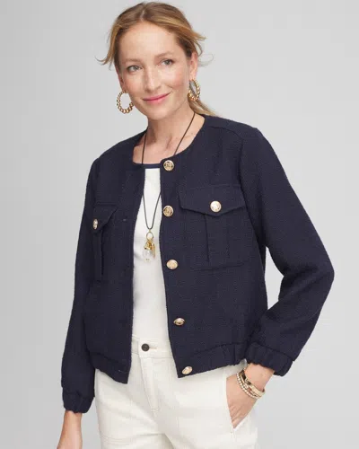 Chico's Tweed Lady Jacket In Midnight Waters Size Xxl |