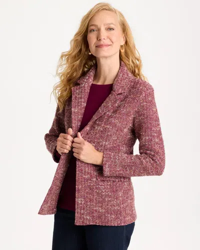 Chico's Tweed Sweater Blazer In Pomegranate In Pink
