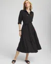 Chico's Twill Belted Midi Shirtdress In Black Size 20/22 |  In Black