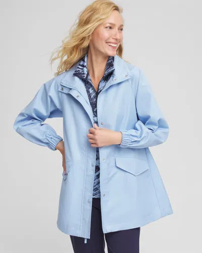 Chico's Twill Rain Jacket In Crystal Topaz In Blue