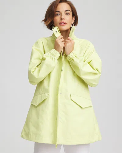 Chico's Twill Rain Jacket In Frozen Lime Size Xl |  Zenergy