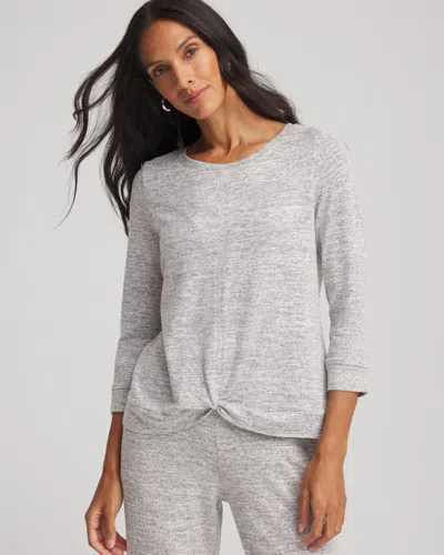 Chico's Twist-front Top In Salt/pepper