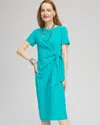 Chico's Twist Tie-front Dress In Blue In Green