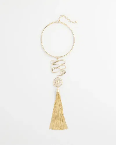 Chico's Twisted-metal Tassel Statement Necklace In Gold