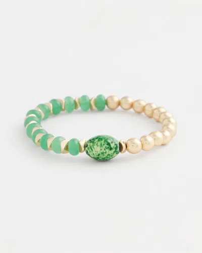 Chico's Two-tone Agate Accented Stretch Bracelet In Green