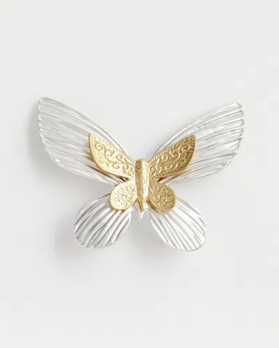 Chico's Two Tone Butterfly Brooch |  In Mixed Metals