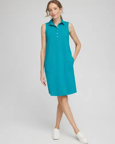 Chico's Upf Sun Protection Sleeveless Polo Dress In Peacock Blue Size 12/14 |  Zenergy Activewear