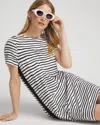 CHICO'S UPF SUN PROTECTION LACE-UP STRIPE DRESS IN BLACK SIZE 12/14 | CHICO'S ZENERGY ACTIVEWEAR