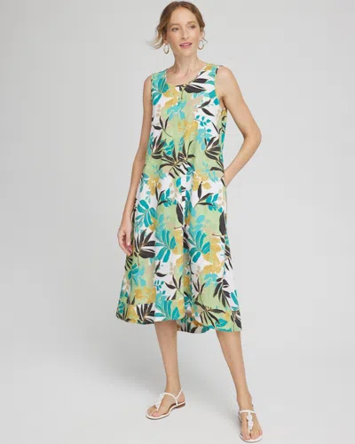 Chico's Upf Sun Protection Sleeveless Leaves Dress In Oceano Size 12 |  Zenergy Activewear