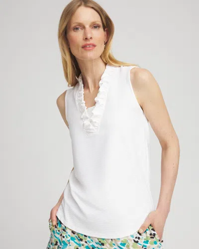 Chico's Upf Sun Protection V-neck Ruffle Tank Top In White Size 0/2 |  Zenergy Activewear