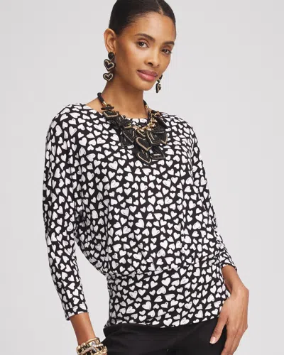 Chico's Touch Of Cool™ Valentine's Day Banded-hem Top In Black Size 8/10 |
