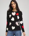 Chico's V-day Multi-heart Pullover In Black In Black