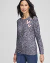 Chico's Touch Of Cool™ Love Letter Layering Tee In Blue Size 8/10 |  In Passport Blue