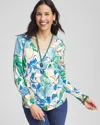 Chico's V-neck Floral Pullover Sweater In White Size 4/6 |  In Ecru