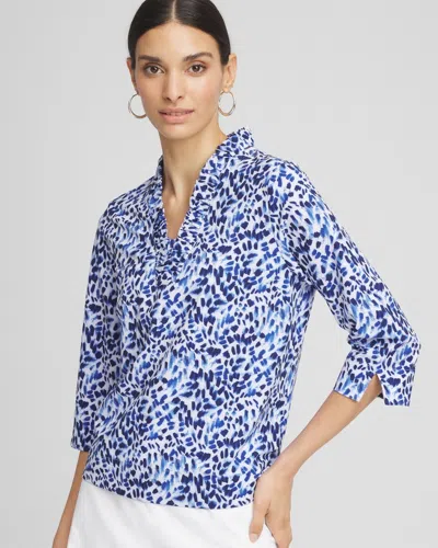 Chico's V-neck Ruffle Top In Rich Cobalt Size 14 |  Zenergy Activewear