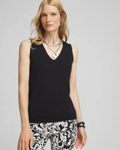 Chico's V-neck Sweater Tank In Black Size 4/6 |