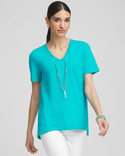 Chico's V-neck Tee In Blue In Green
